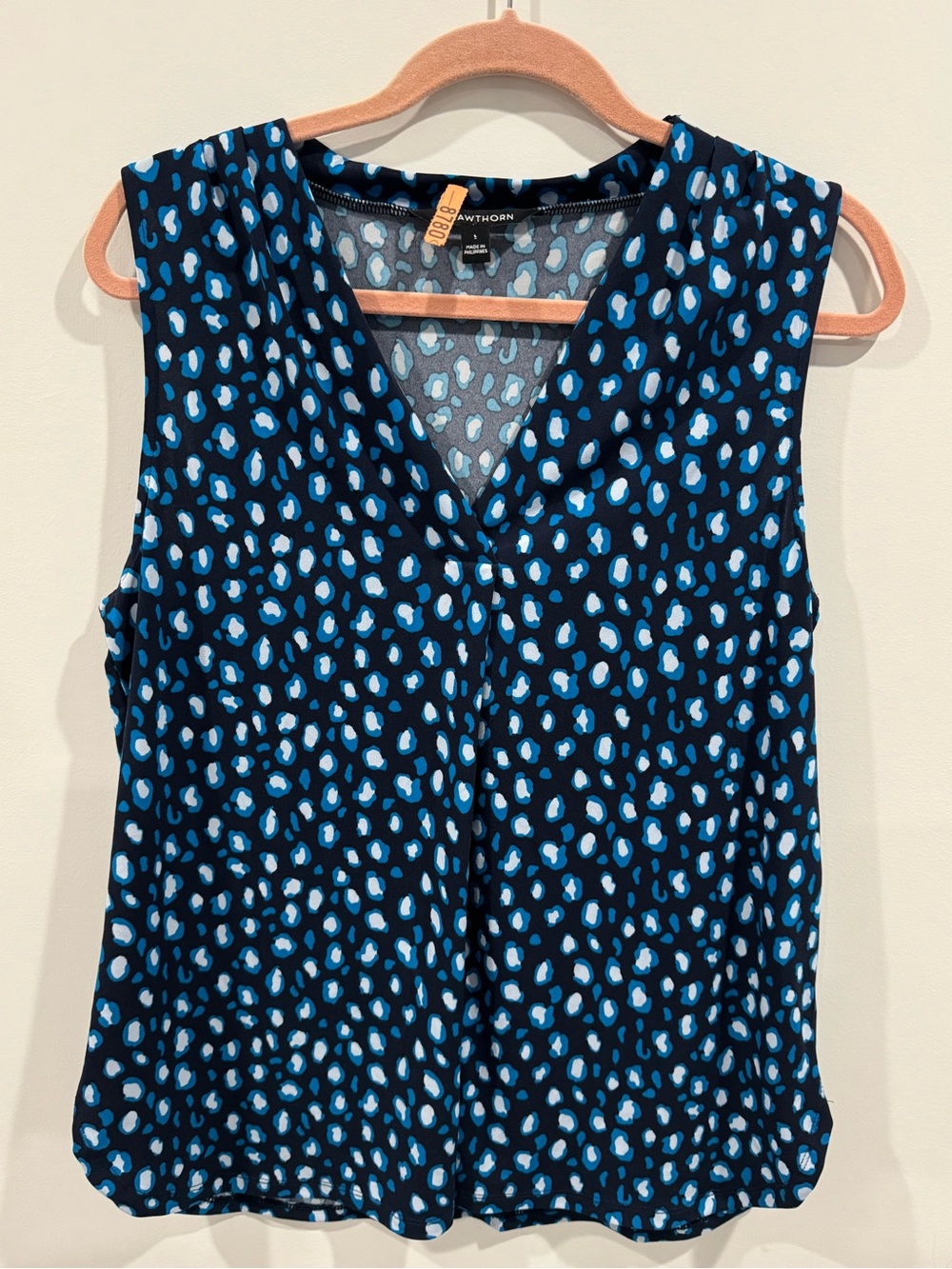 41 Hawthorn Blue Leopard Print Sleeveless V-Neck Top